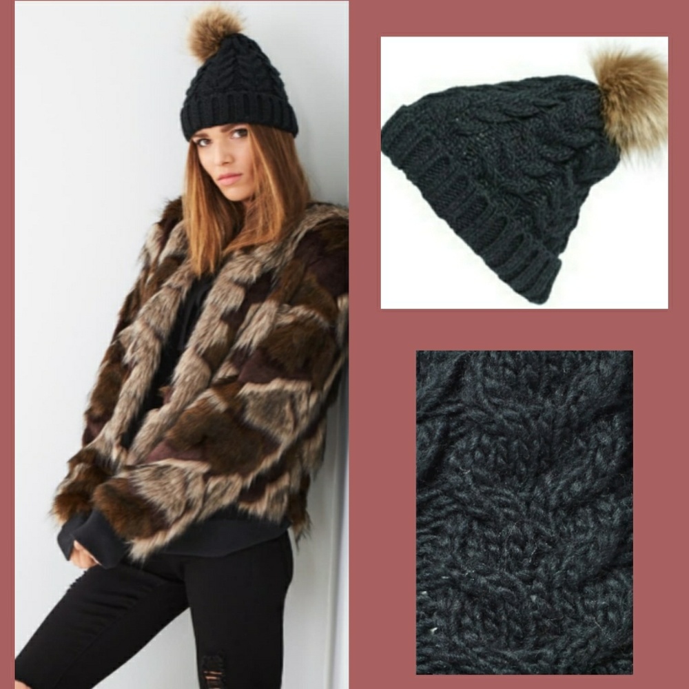 Faux Fur Pom Knit Beanie